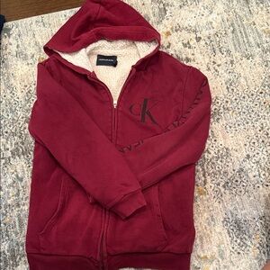 Calvin Klein Burgundy Zip-Up Hoodie